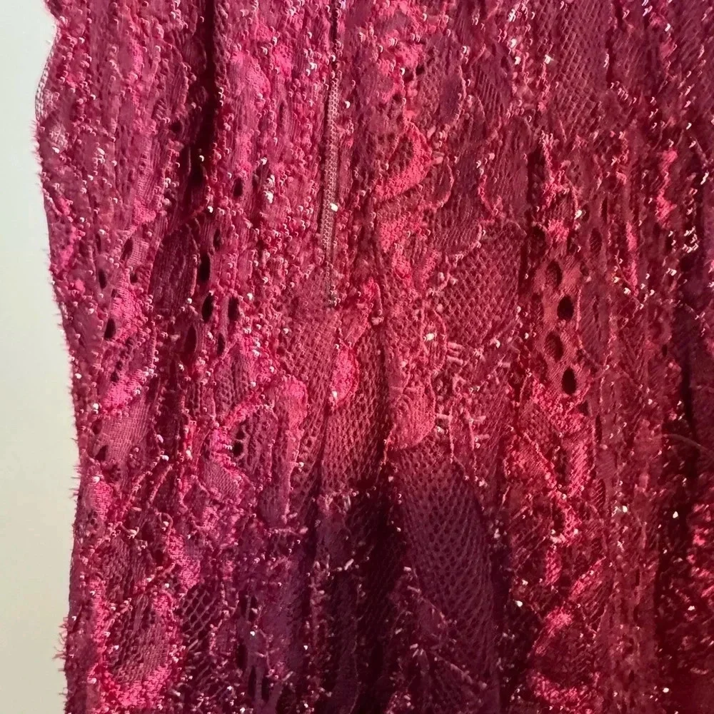 Place Girls Sparkly‎ Lace Burgundy Sleeveless Dress Size 12